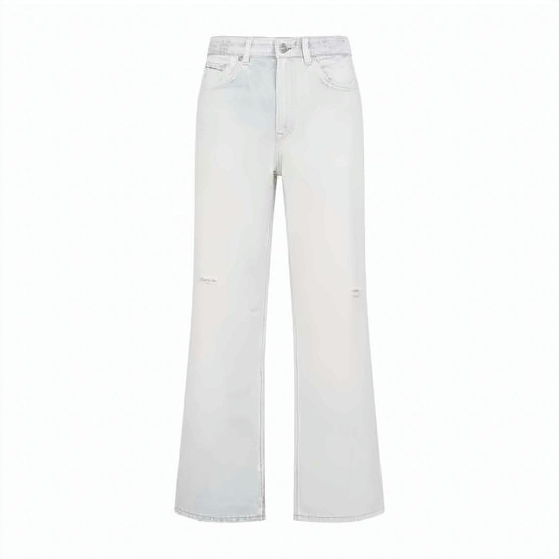 Digital Aurora Print Straight Leg Jeans With Distressed Details