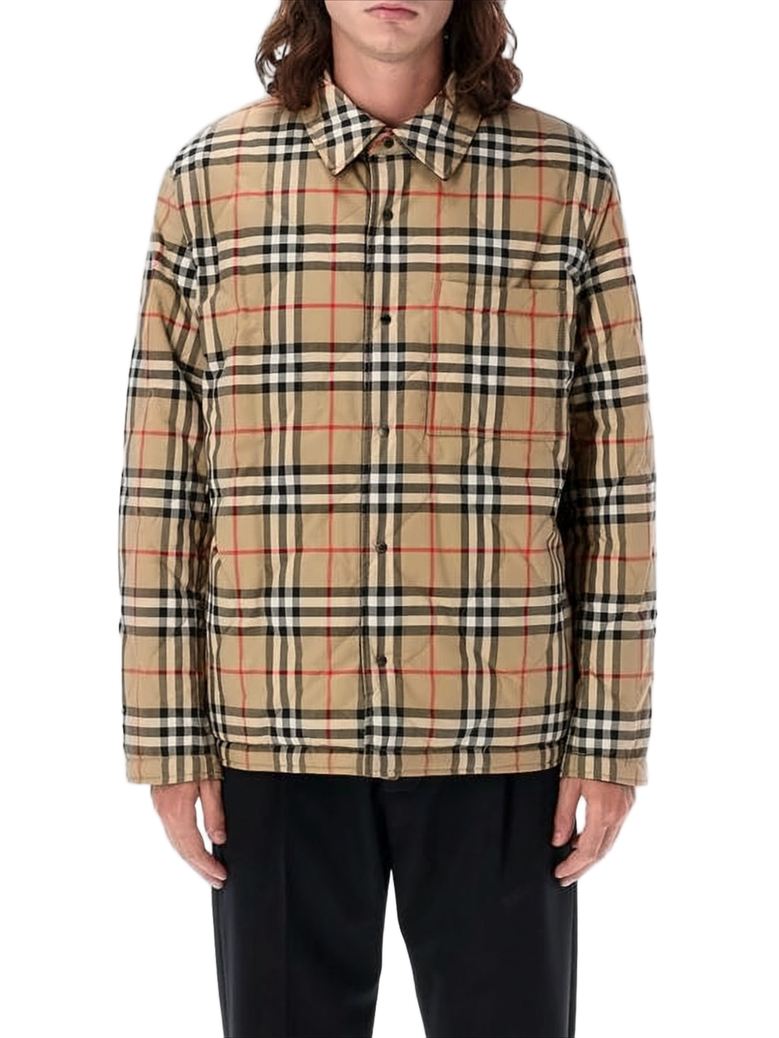 Reversible Quilted Padded Jacket with Classic Collar