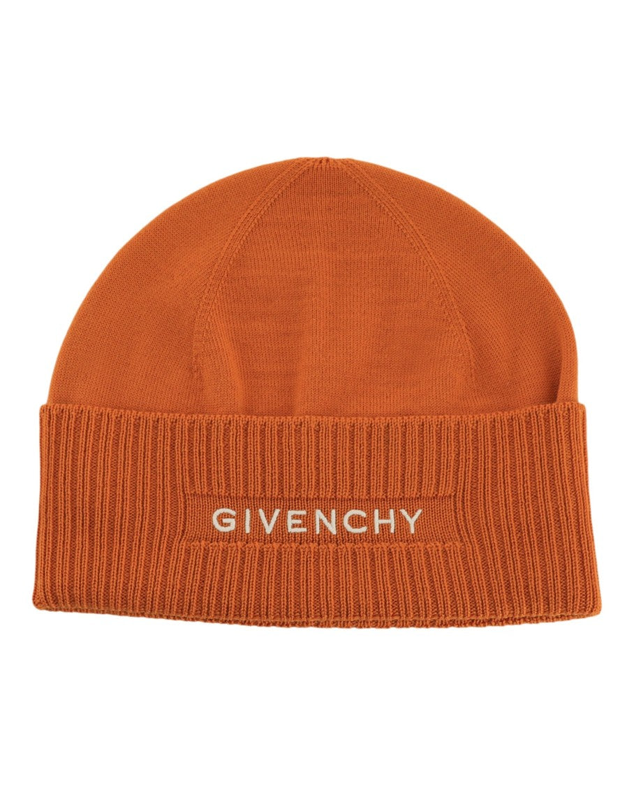 Ribbed Wool Beanie With Embroidered Logos