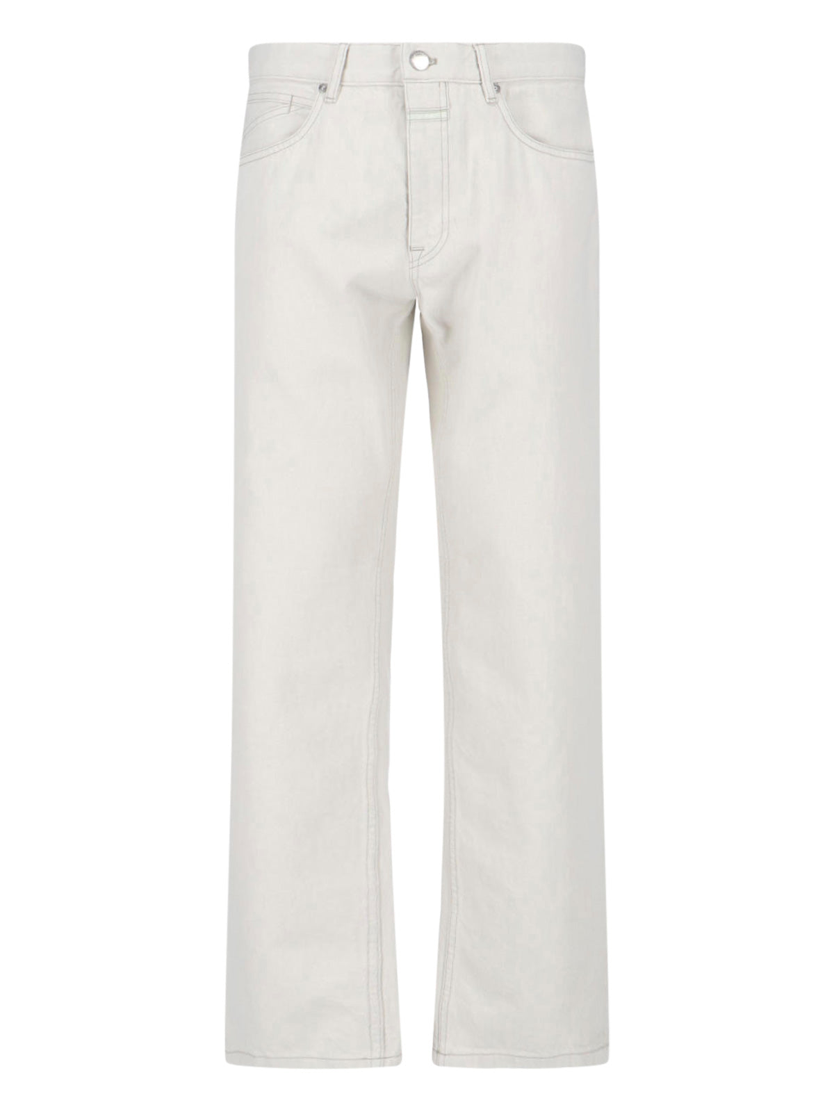 Grey Straight-Leg Cotton Denim Jeans