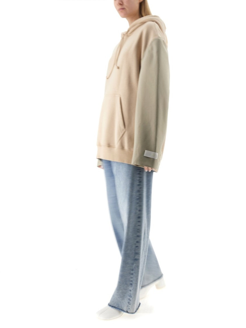 Oversized Hooded Sweatshirt With Contrasting Sleeves
