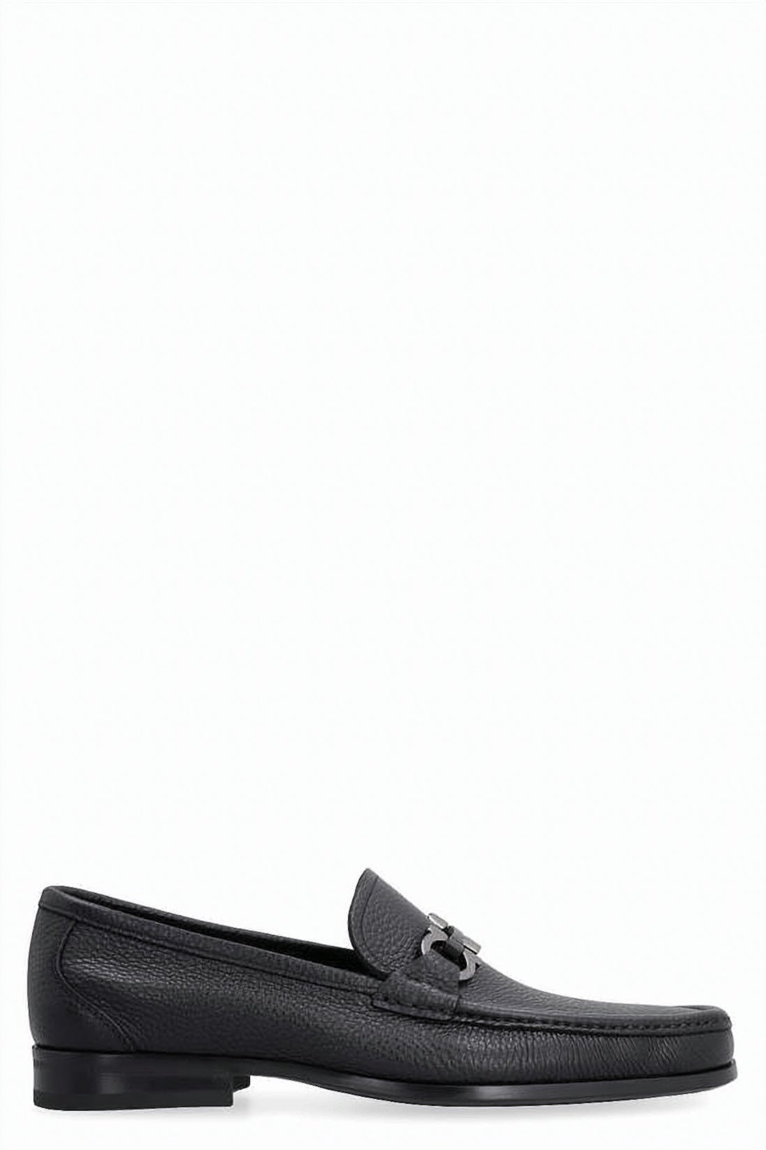 Textured Leather Loafers With Metal Bit Detail