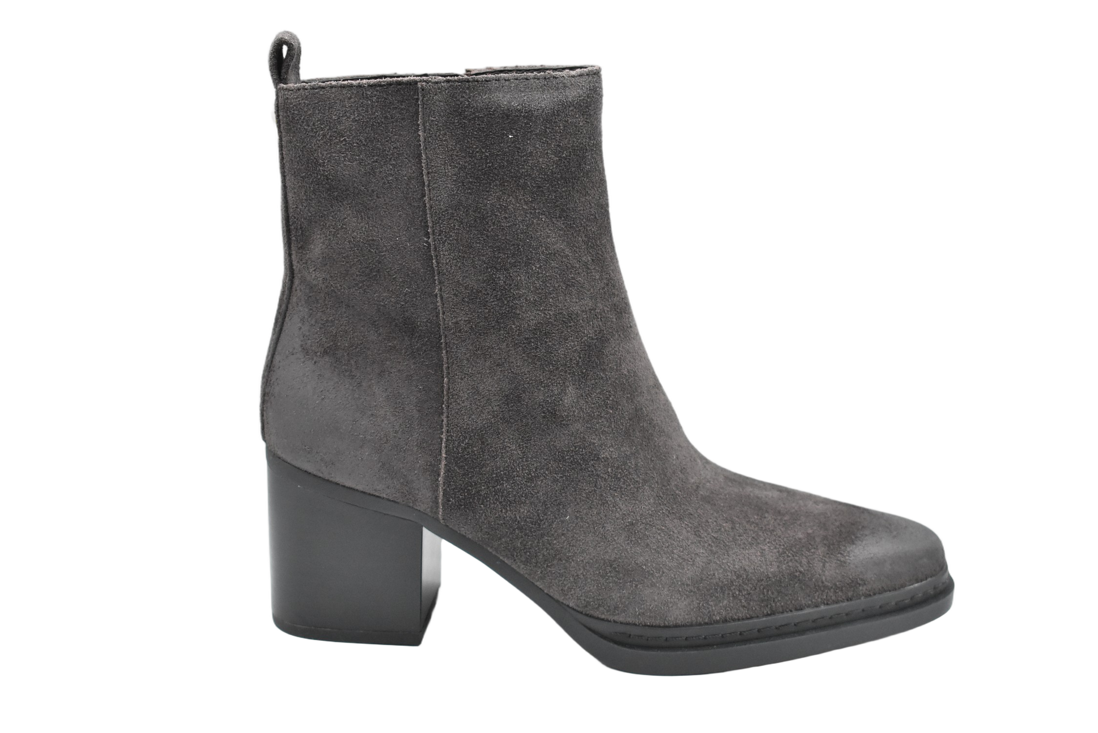 Brown Suede Ankle Boots With Block Heel