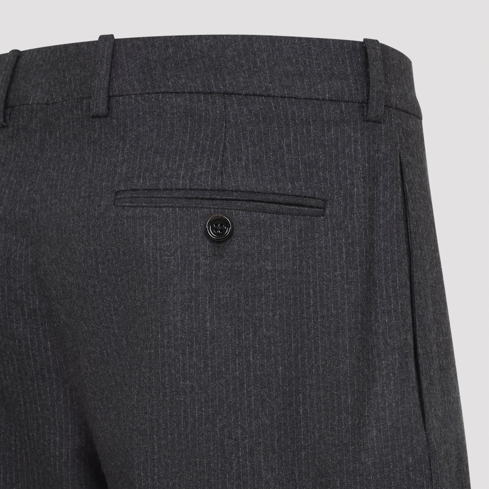 Pinstriped Grey Wool Trousers