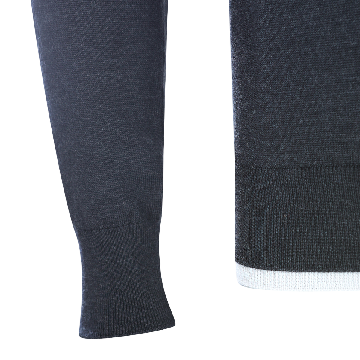 Grey Sweater With Trimmed Crew Neckline