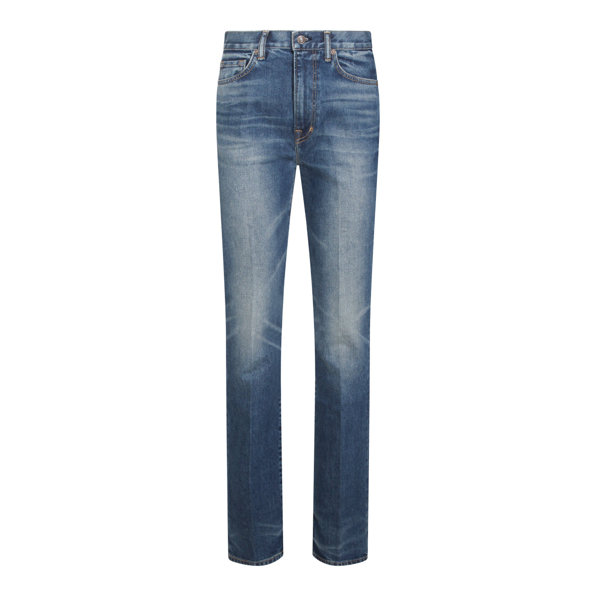 Mid-Rise Straight-Leg Jeans with Subtle Stitching Details