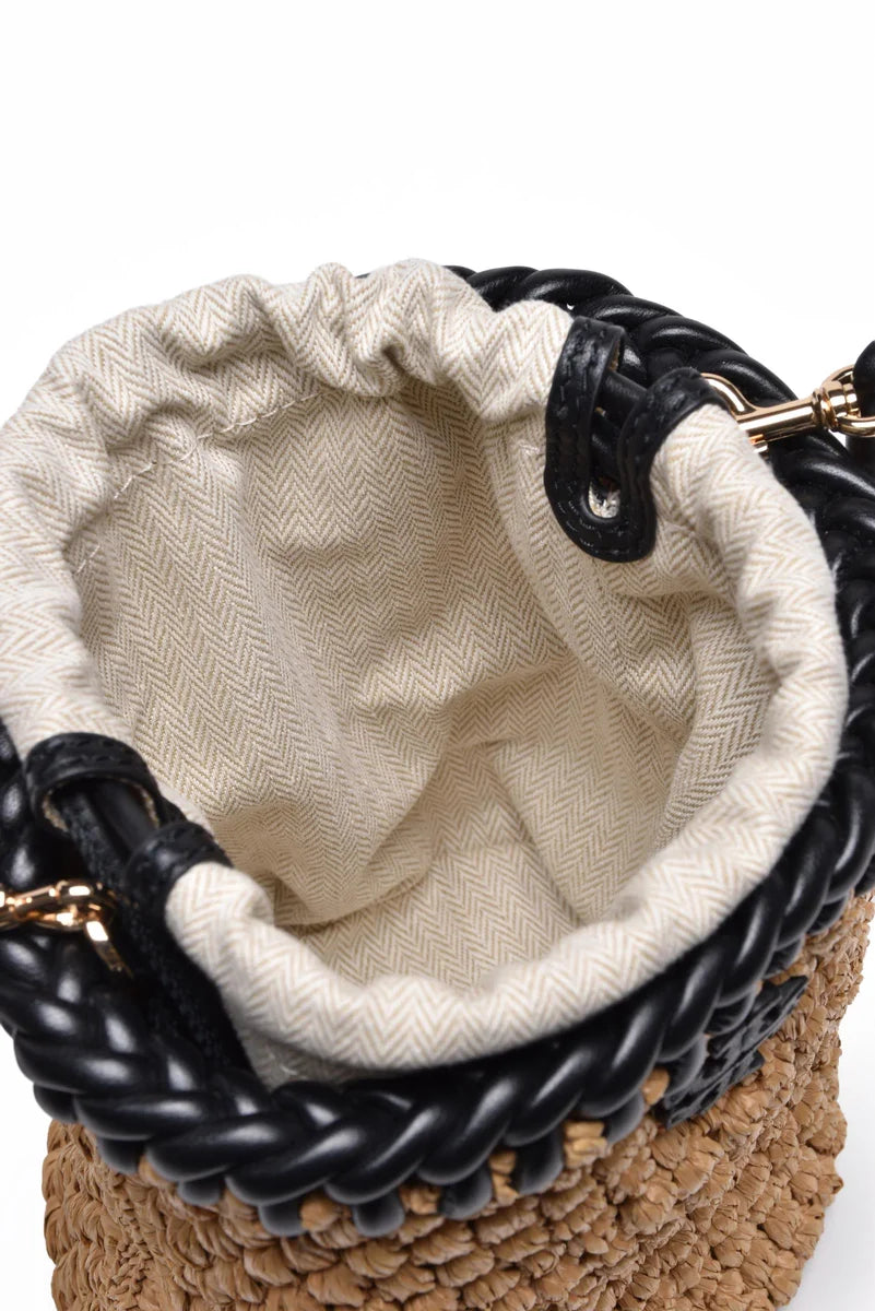 Emerson Bucket Raffia Bag - Brown