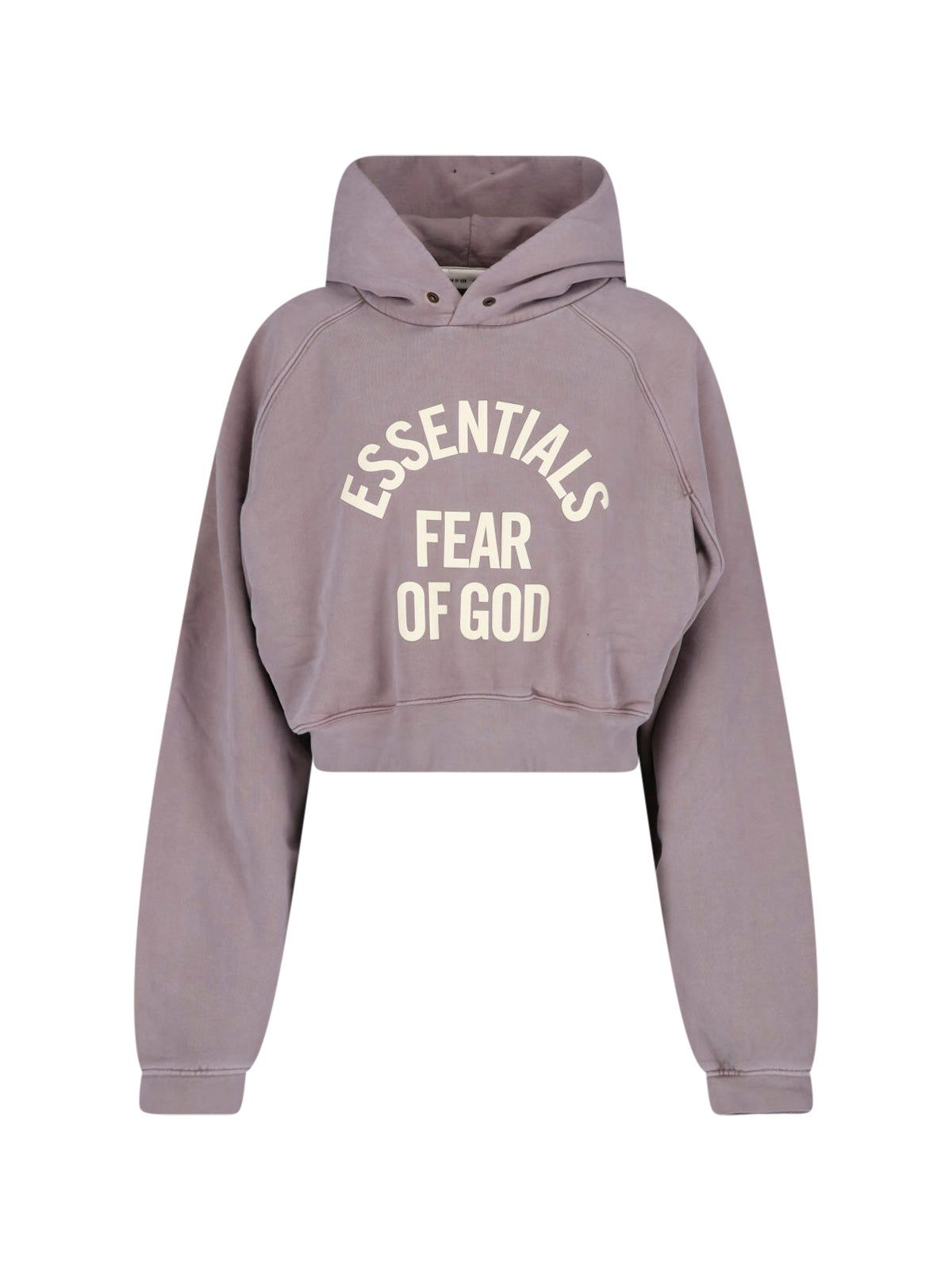 Grey Cropped Washed Texture Arched Hoodie