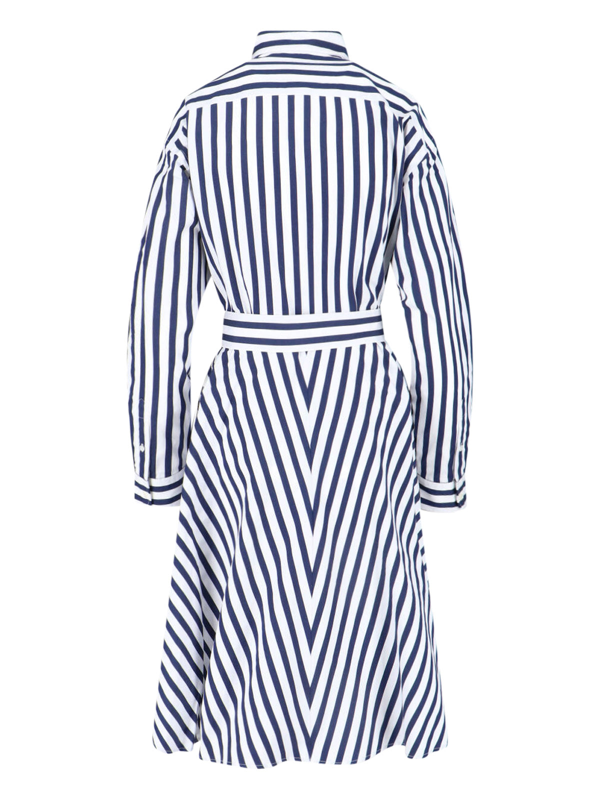 Blue Vertical Stripe Shirt Dress