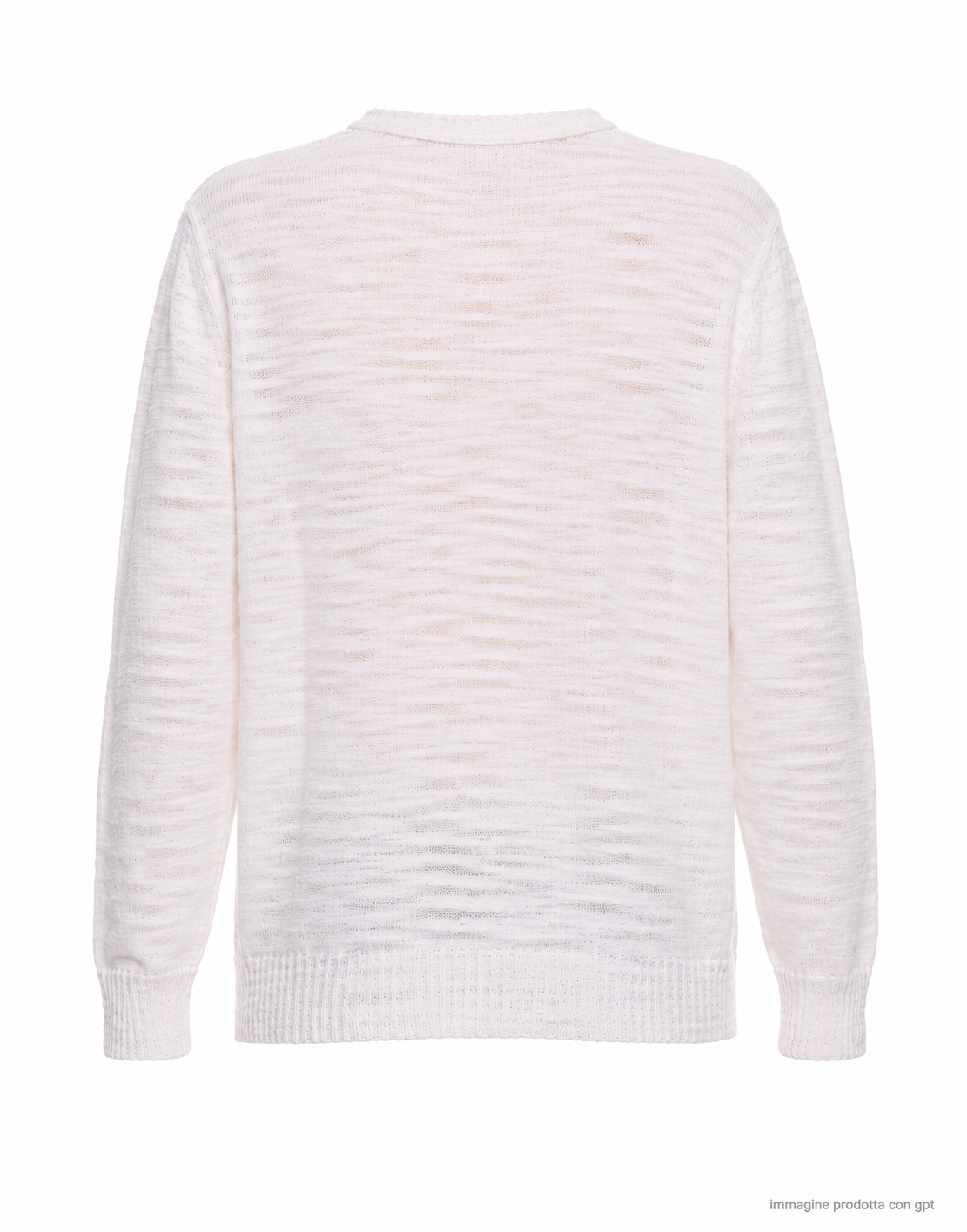 White Slub Crew-Neck Linen Blend Sweater
