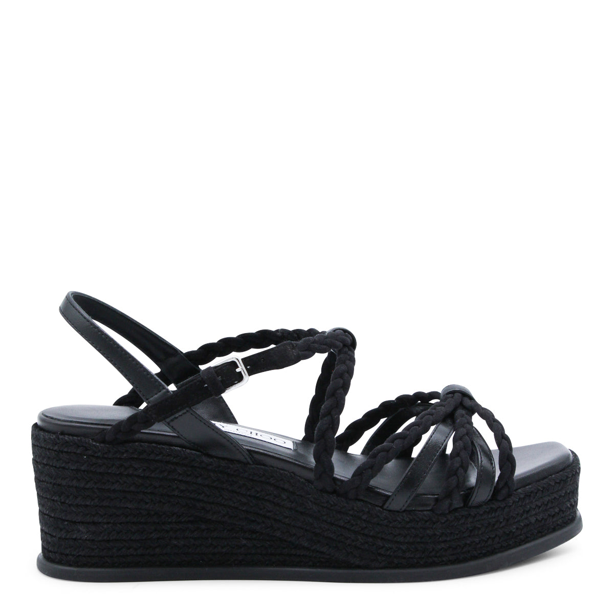High Platform Black Espadrille Sandals