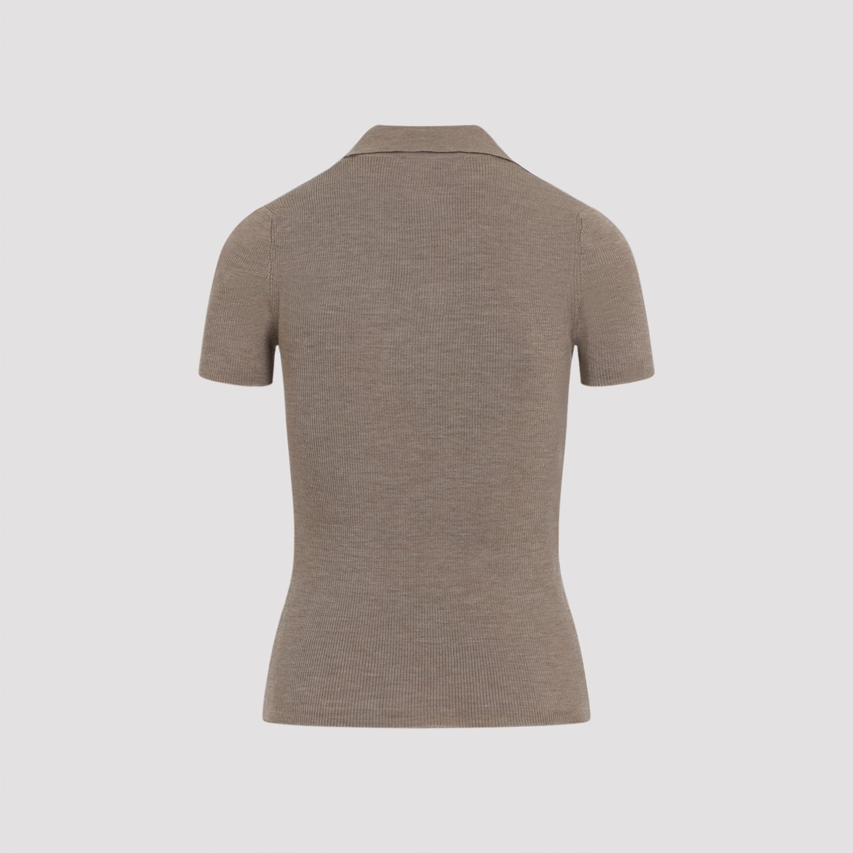 Fitted Short-Sleeved Virgin Wool Sweater