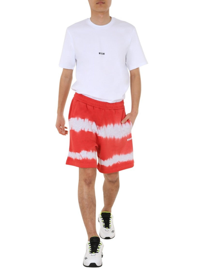 Relaxed Fit Red Tie-Dye Bermuda Shorts
