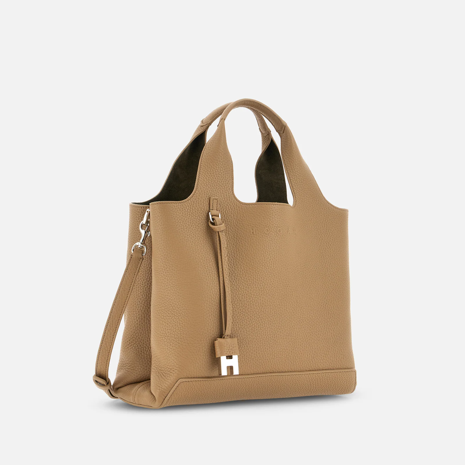 Structured Medium Biscuit Leather Shopping Bag