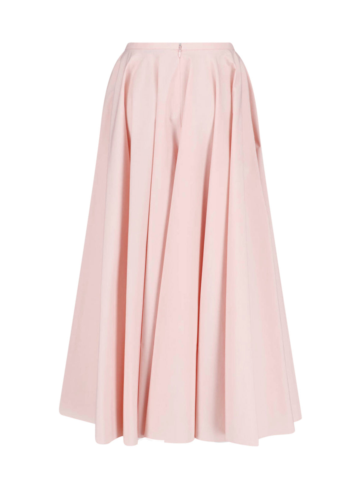 Pink Pleated Poplin Logo Maxi Skirt