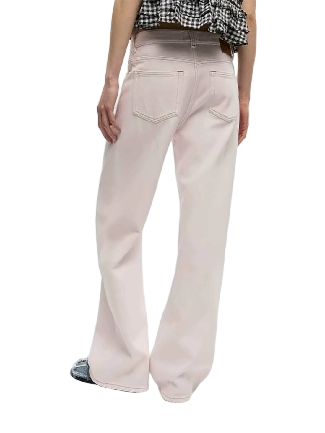 Wide-Leg Denim Pants with High Waist