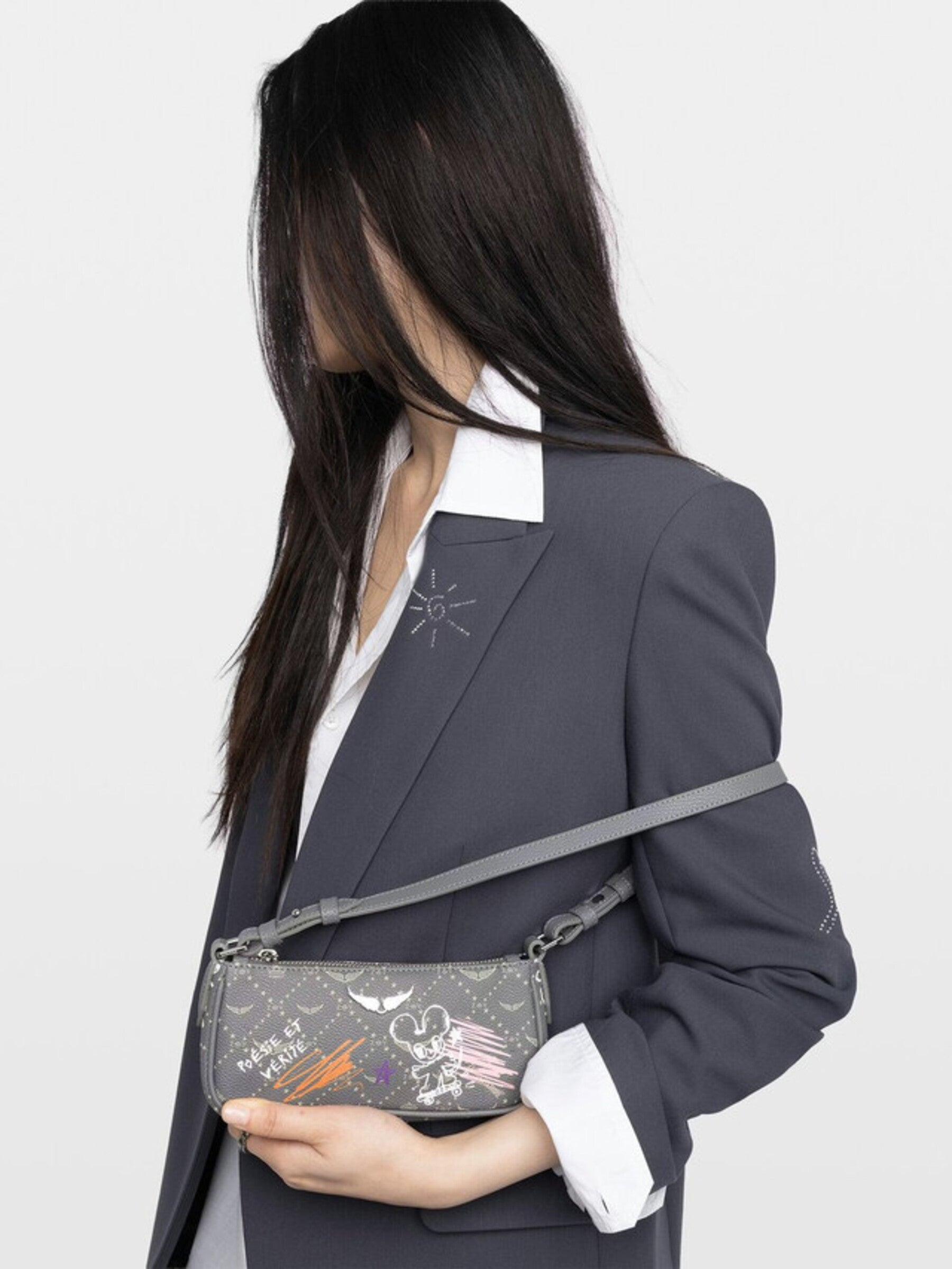 Small Rectangular Shoulder Bag with Playful Illustrations