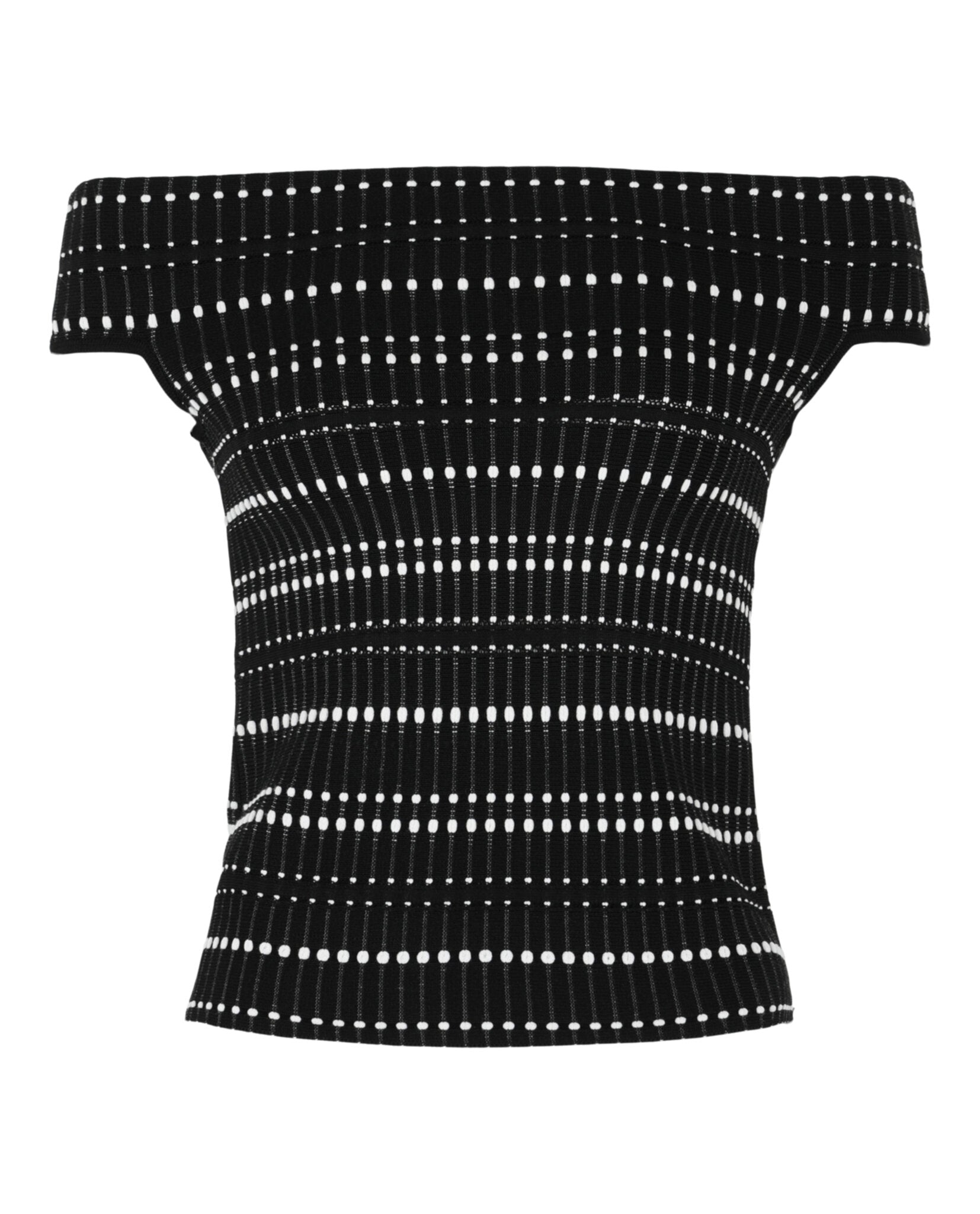 Off-The-Shoulder Stitch Dot Crop Top