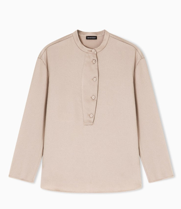 Crepe Twill Guru Collar Covered Shirt