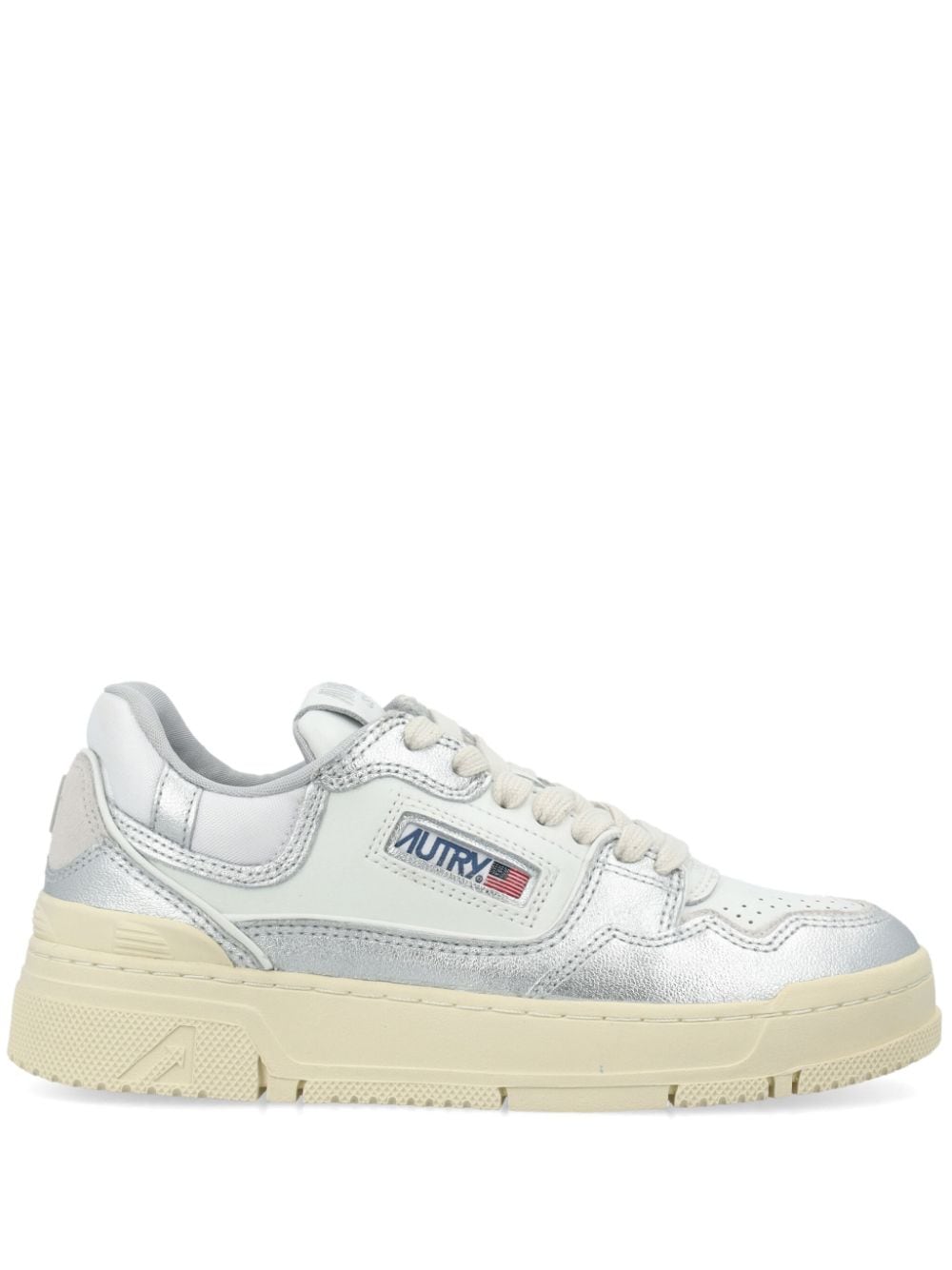 Silver-Tone Panelled Low-Top Sneakers