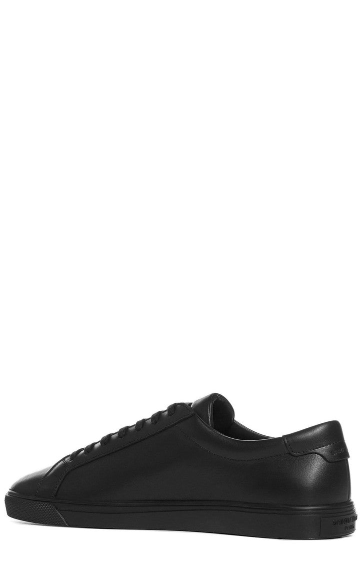 Smooth Leather Low-Top Sneakers with Subtle Gold Branding