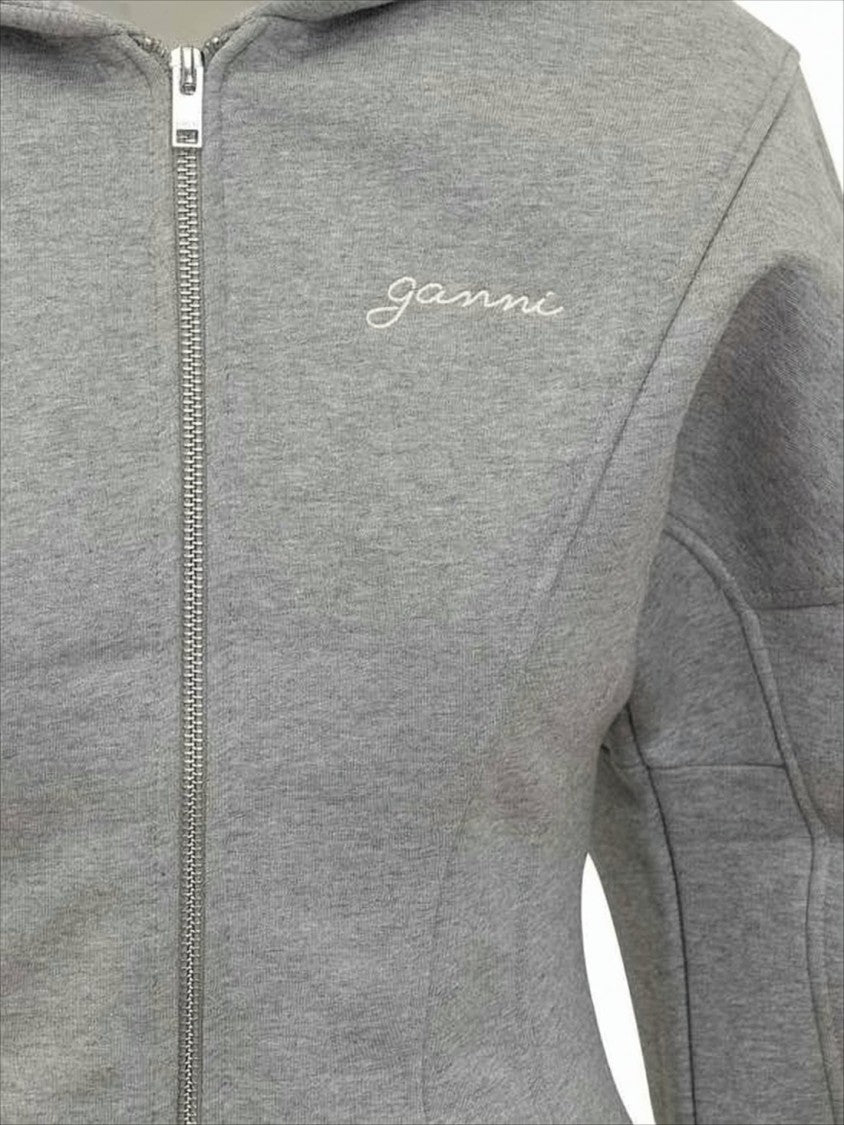 Fitted Grey Jacket with Hood and Structured Seams