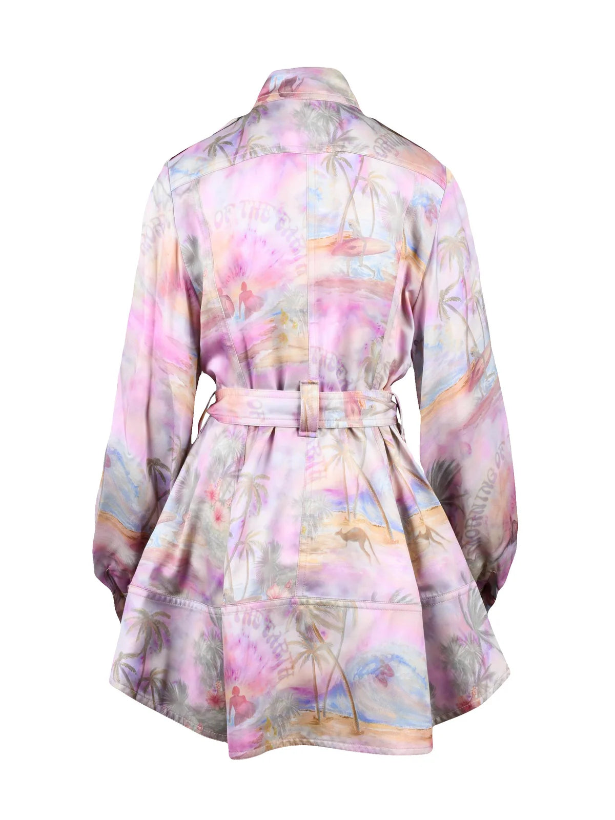 Pink Viscose Flared Sahariana Dress