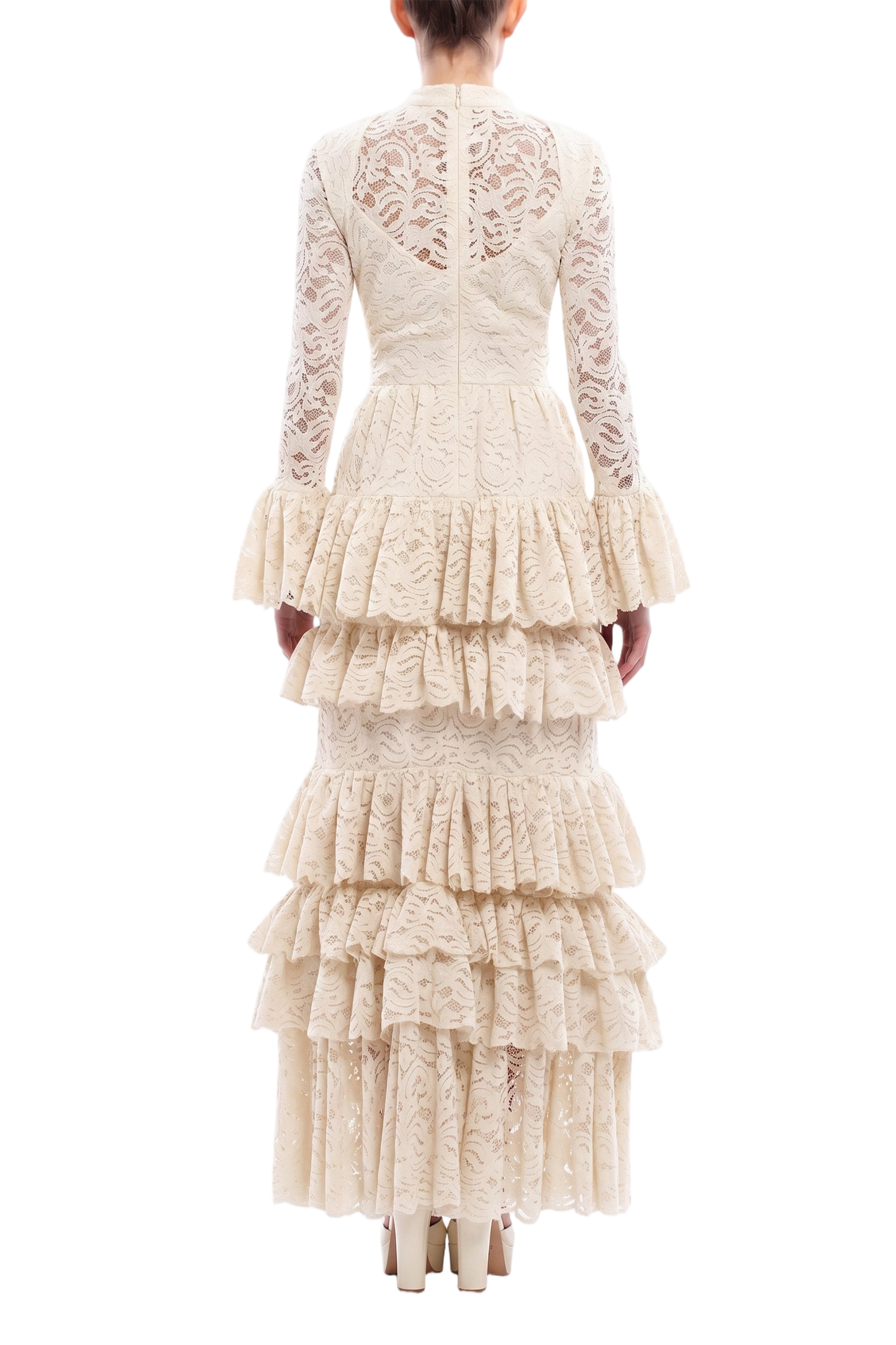 Ruffled Lace Long Dress