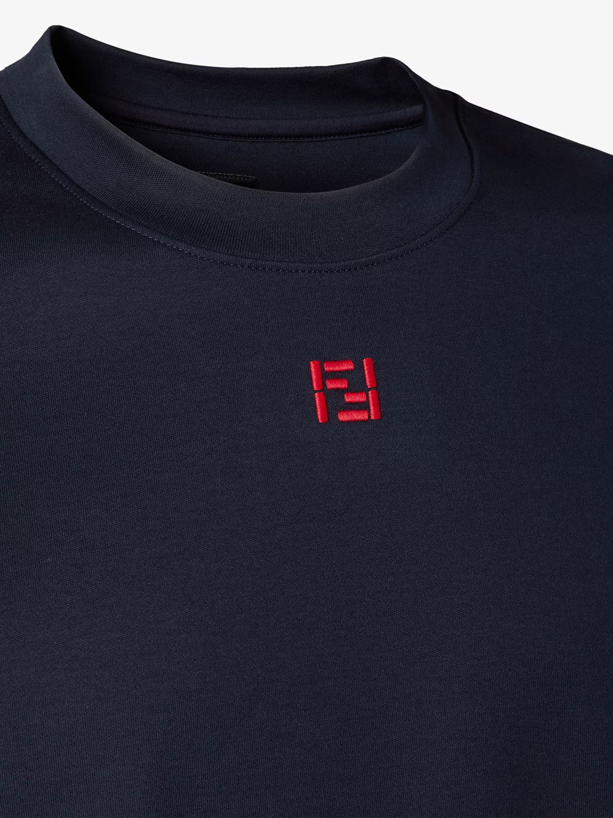 Regular FF Stitching Black Embroidered T-Shirt