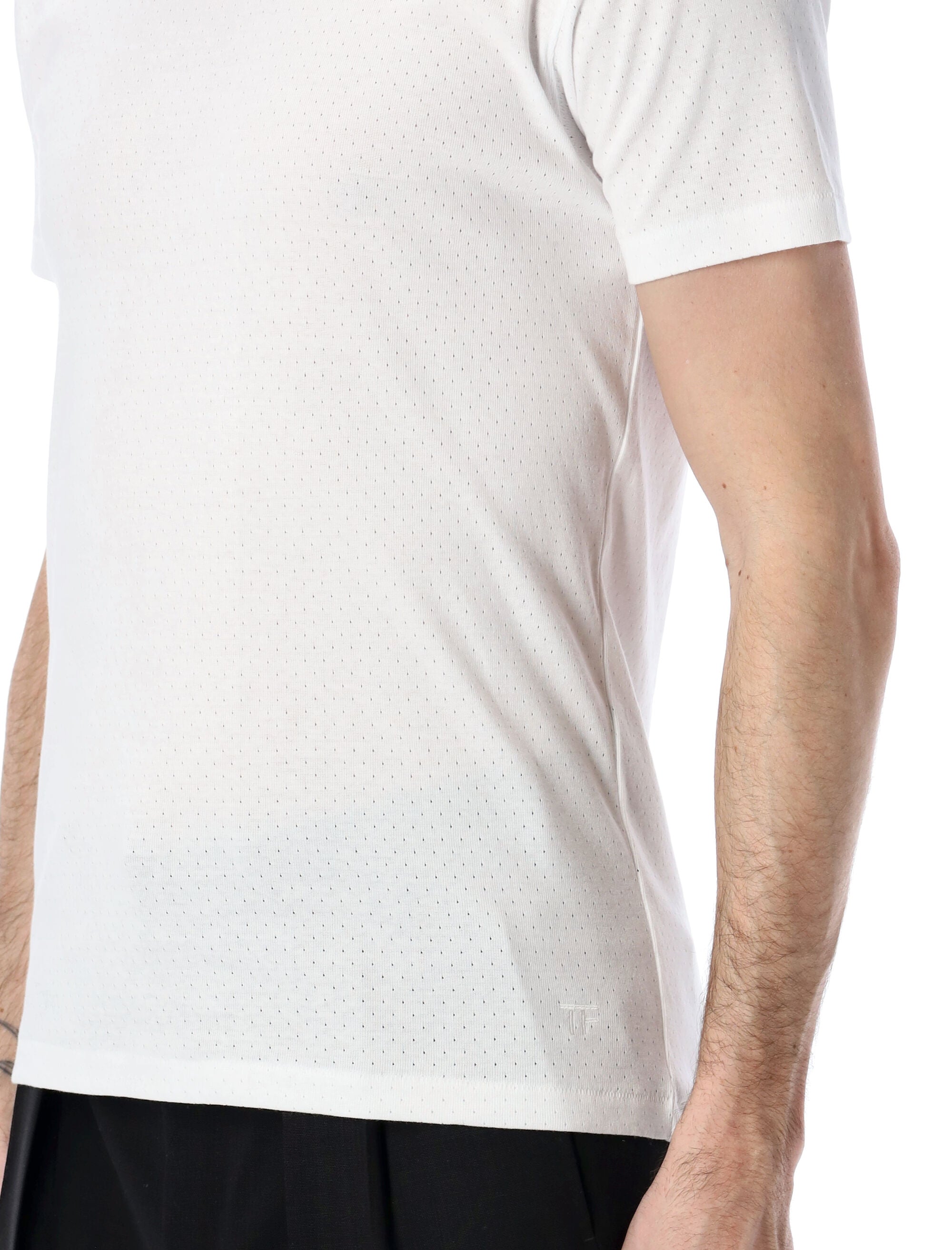 Perforated Rib Cotton T-Shirt