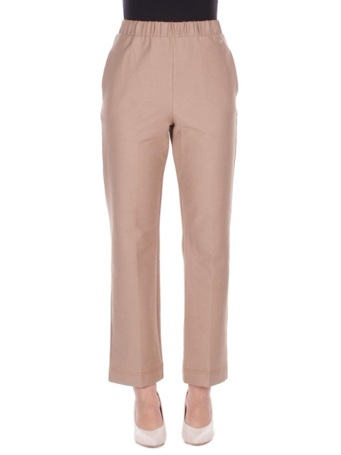 Beige Mid Rise Trousers