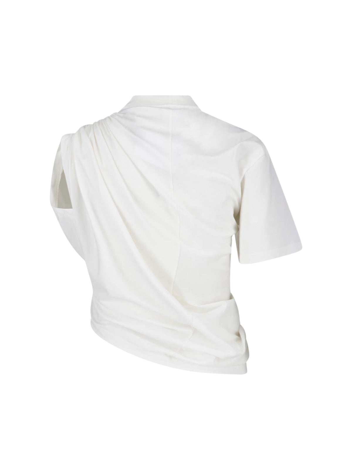 White Asymmetrical Twist Unique Panel T-Shirt