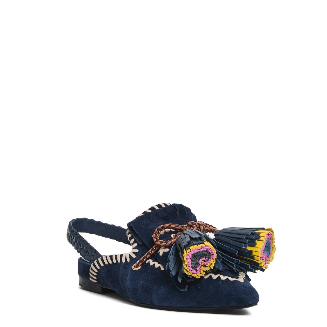 Slingback Blue Suede Tassels