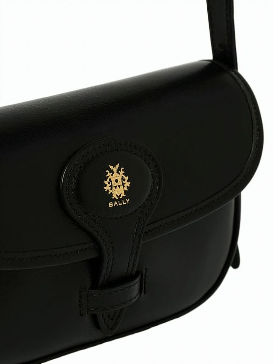 Black Smooth Calf Leather Flap Crossbody Bag