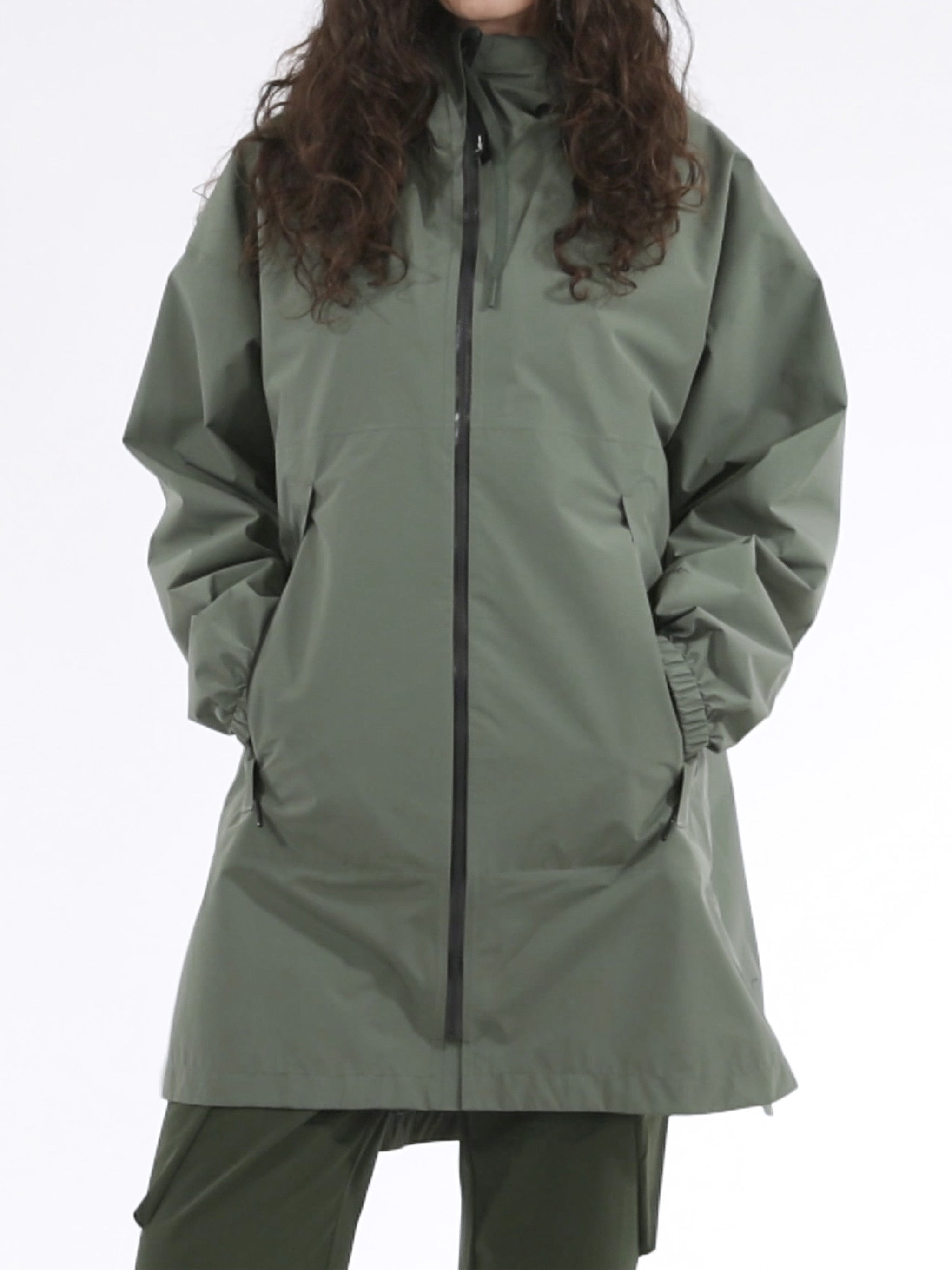 Green Emma 2.5L Hooded Pleat Jacket