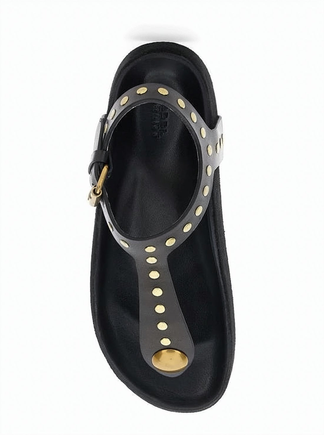 T-Strap Black Leather Sandal