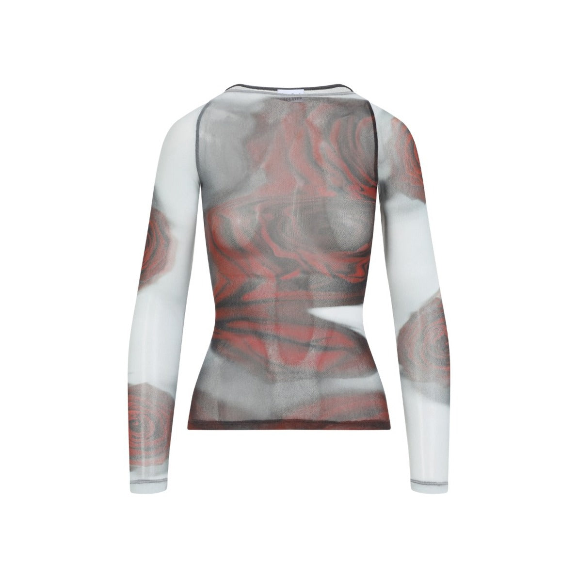 Fitted Long-Sleeved Top With Semi-Sheer Fabric