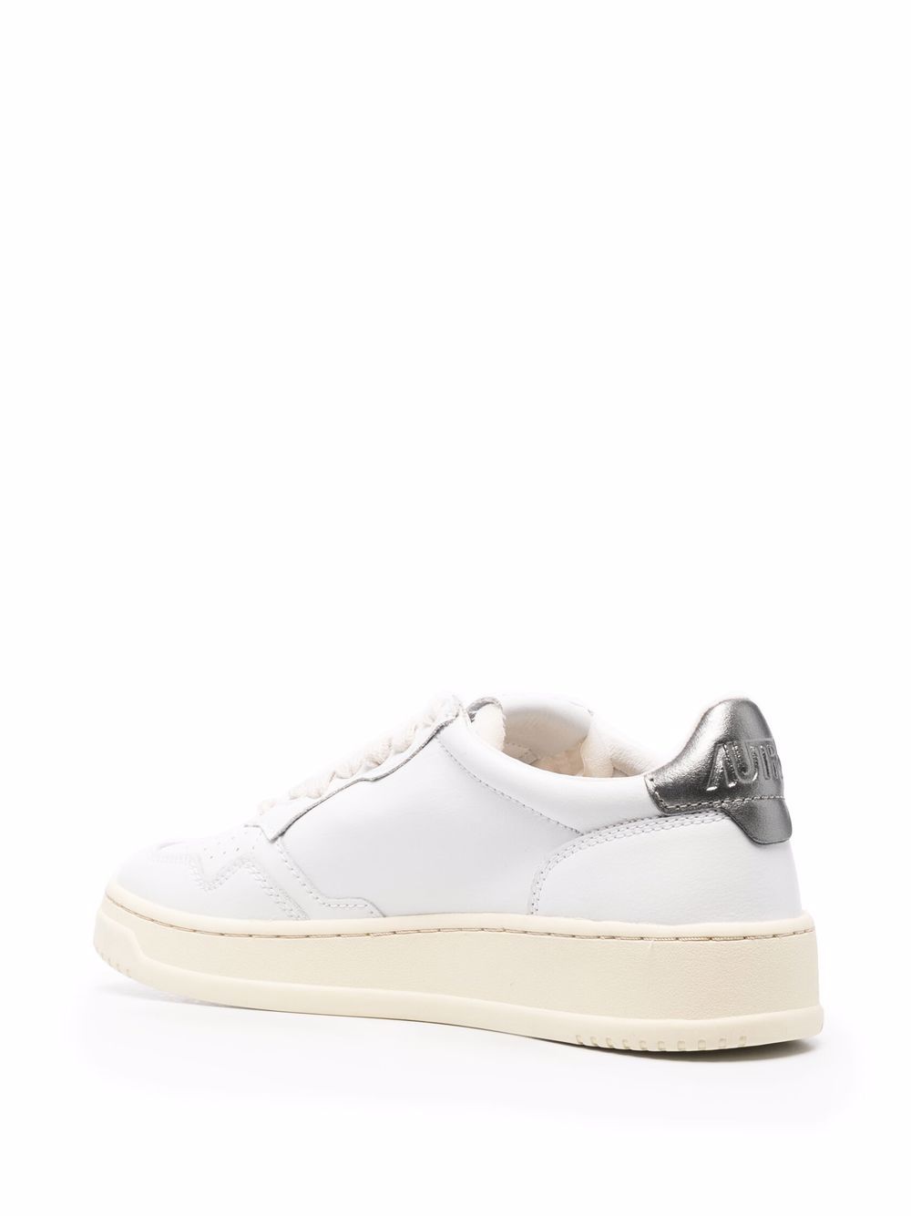 Round Toe Perforated White Leather Sneakers