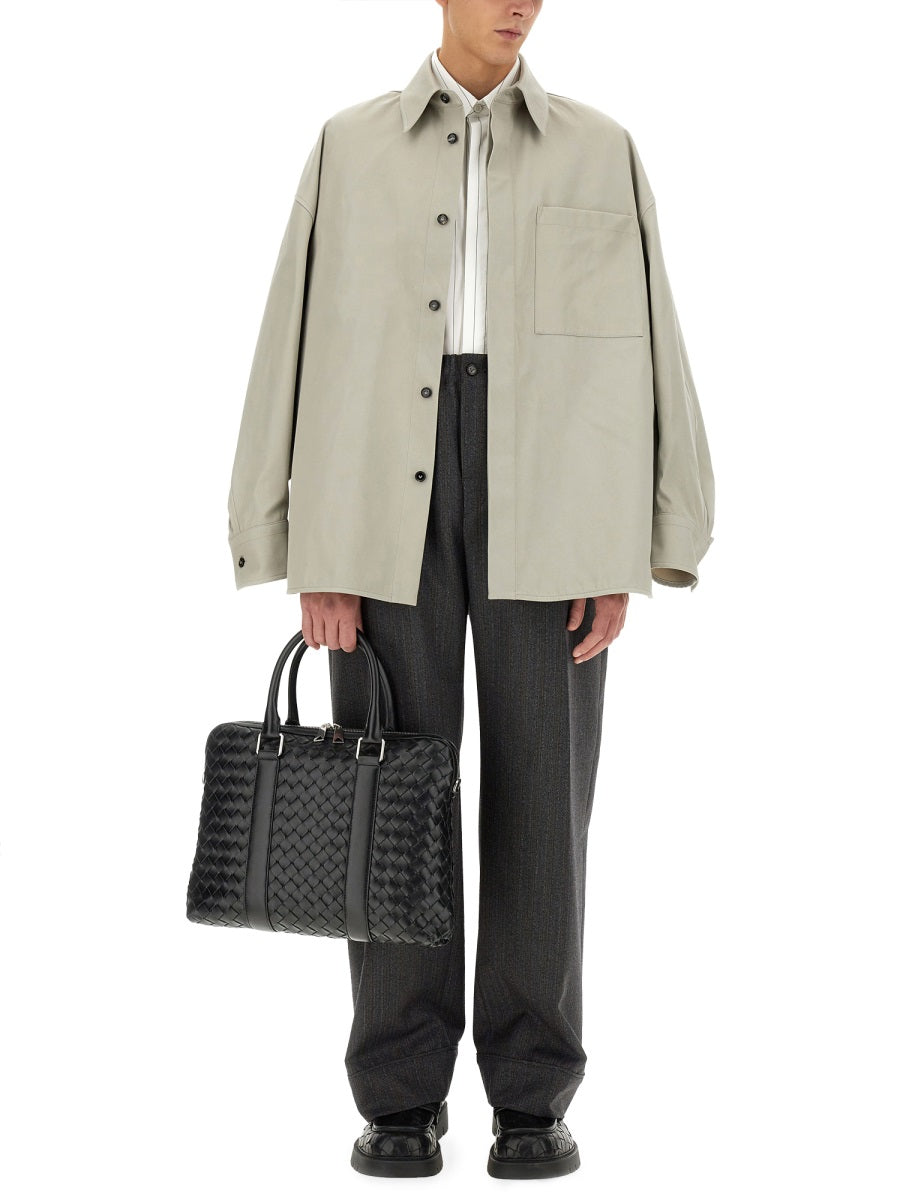 Cotton Twill Overshirt with Structured Collar
