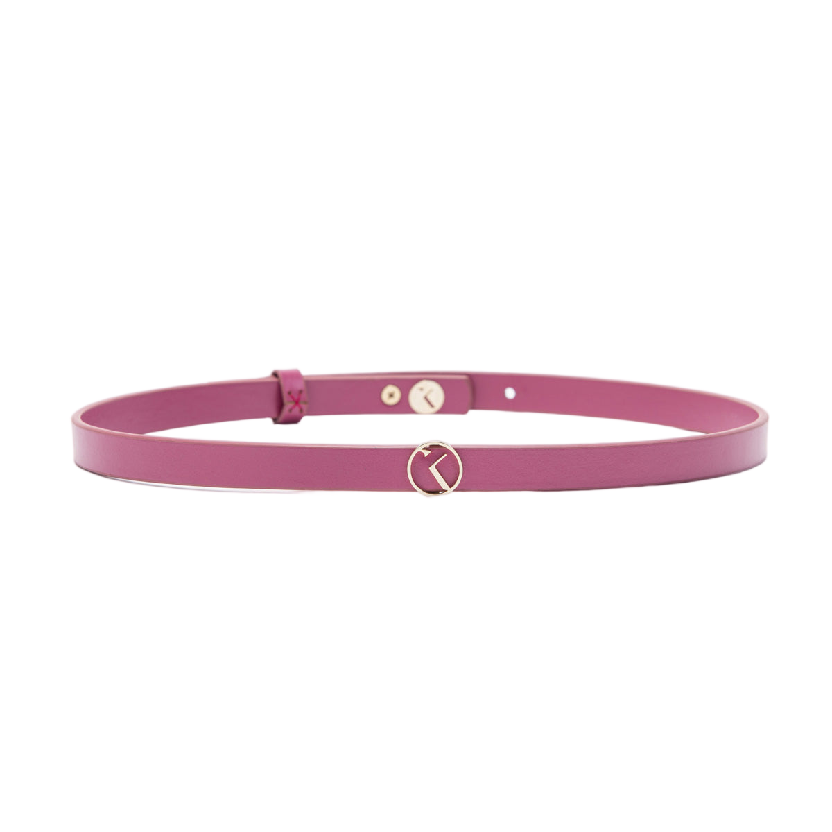Sleek Leather Belt With Circular Gold Buckle