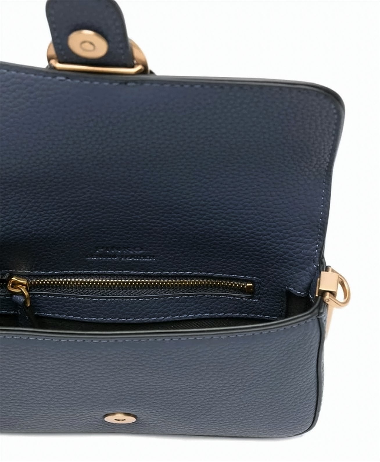 Blue Grained Leather Shoulder Bag