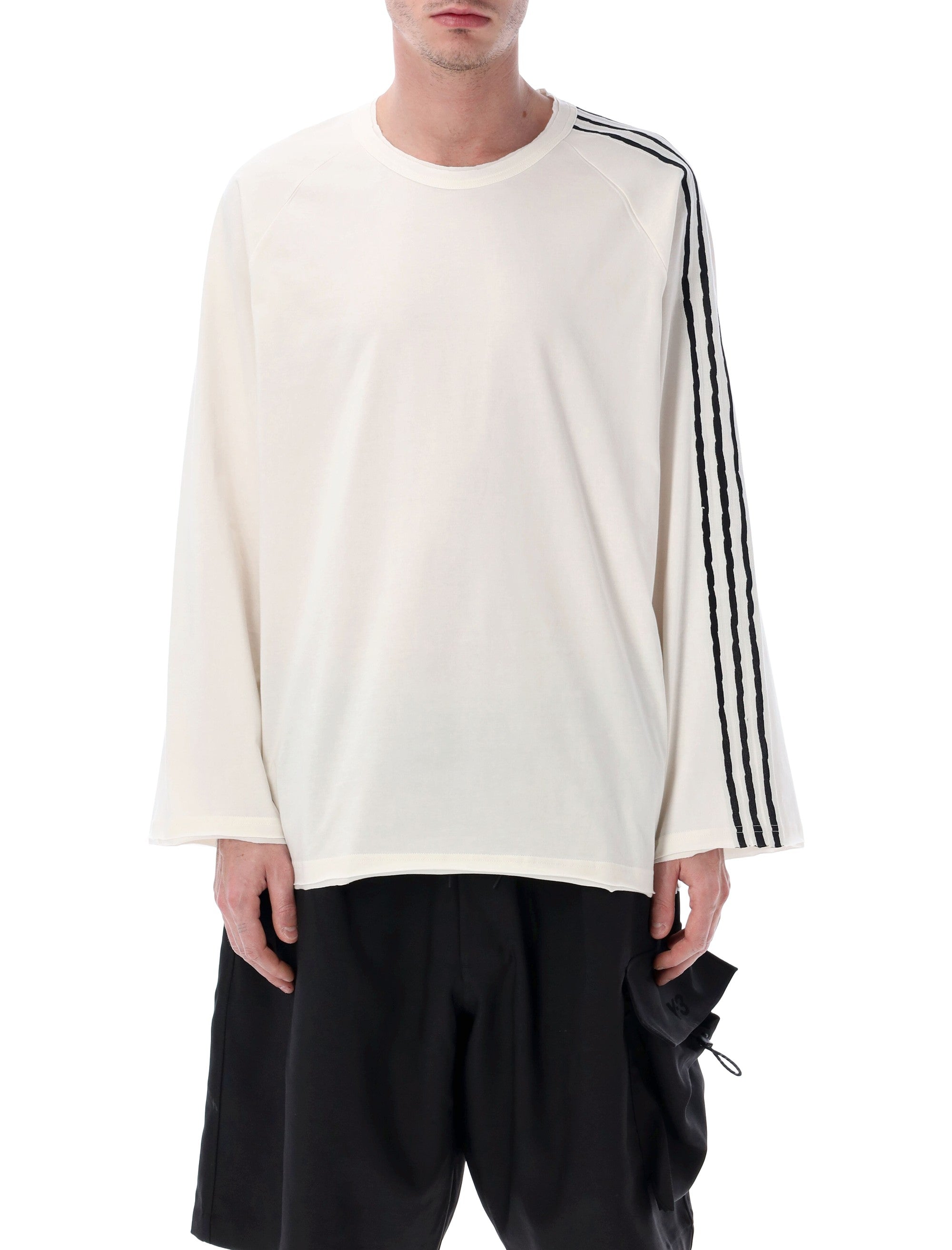 Raw Edge Long Sleeve White T-Shirt