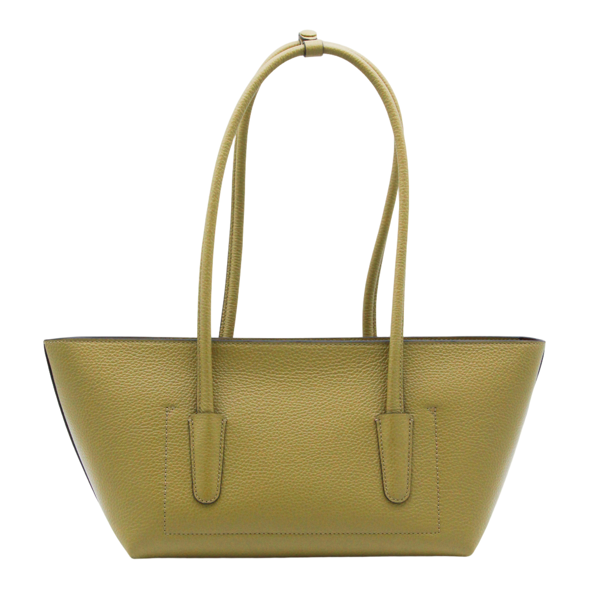 Trapezoidal Handbag with Gold-tone Clasp