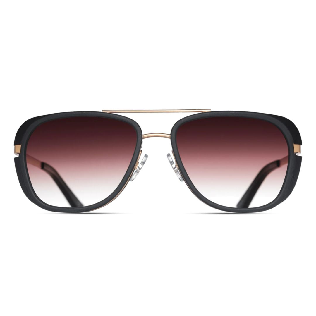 M3023 Square Frame Sunglasses with Gold Accents
