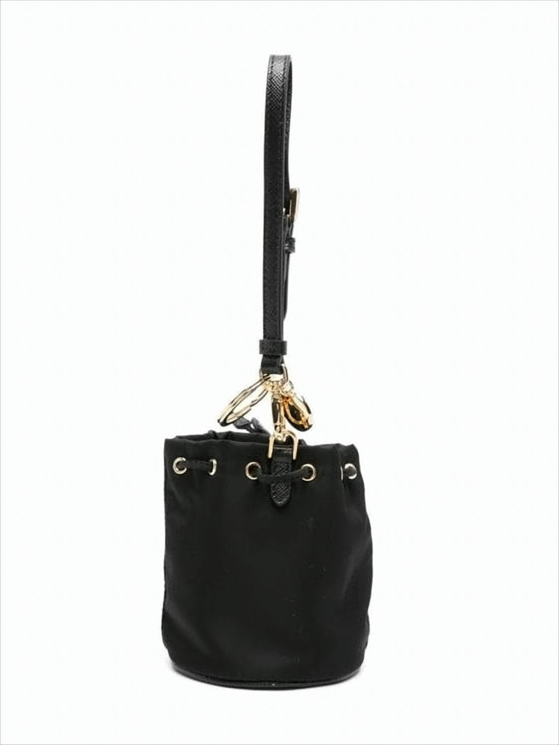 Bucket-shaped Nylon Clutch with Drawstring Closure