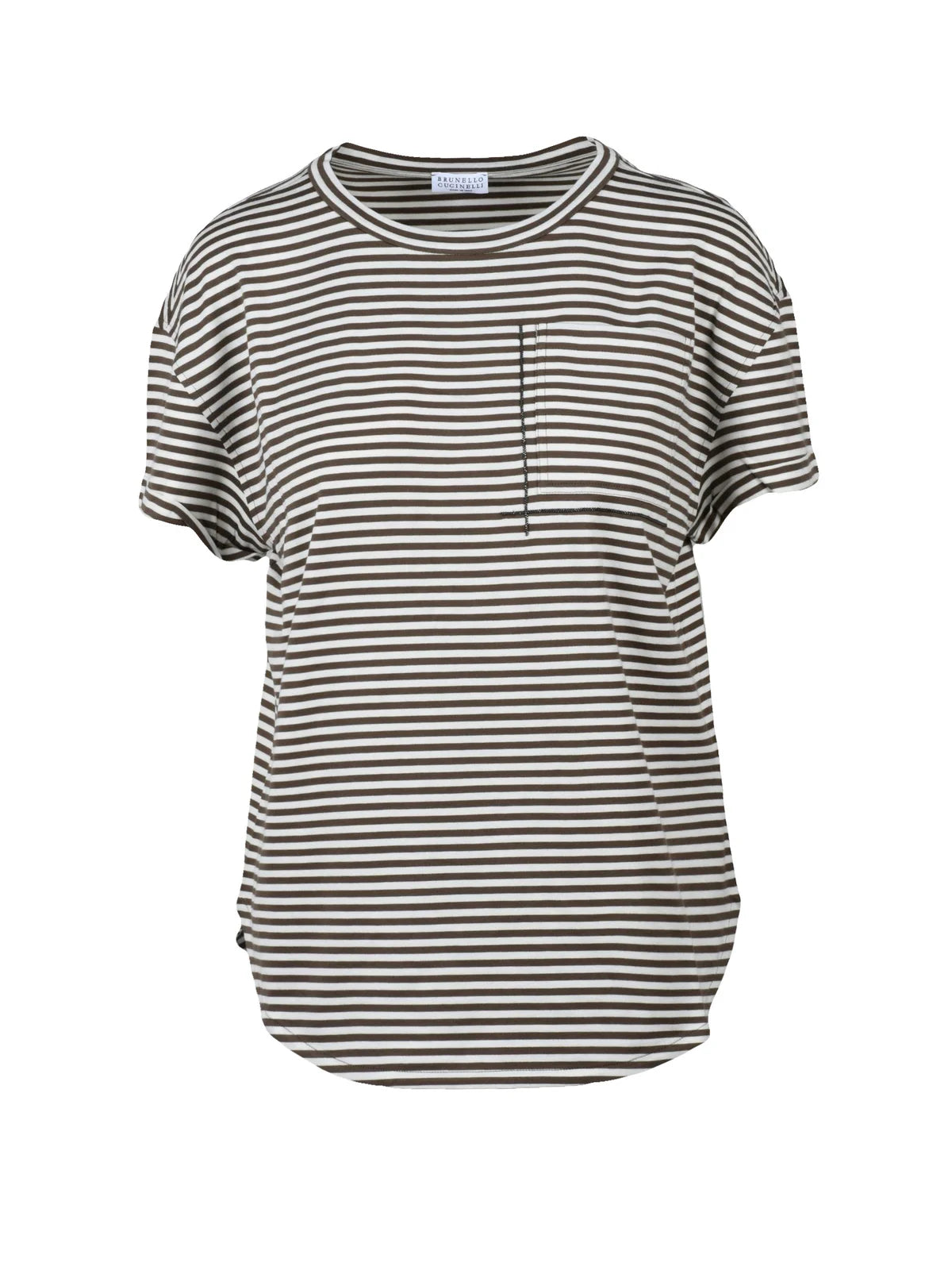 White/Brown Cotton Women T-shirt