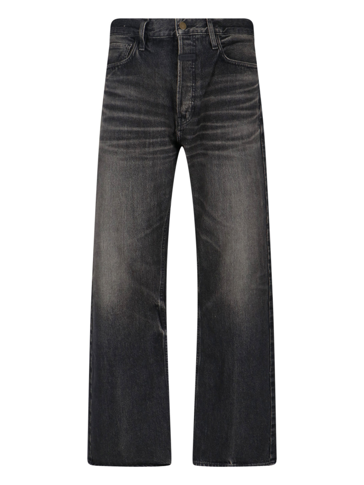 Straight-Leg Black Denim Jeans With Logo Detail