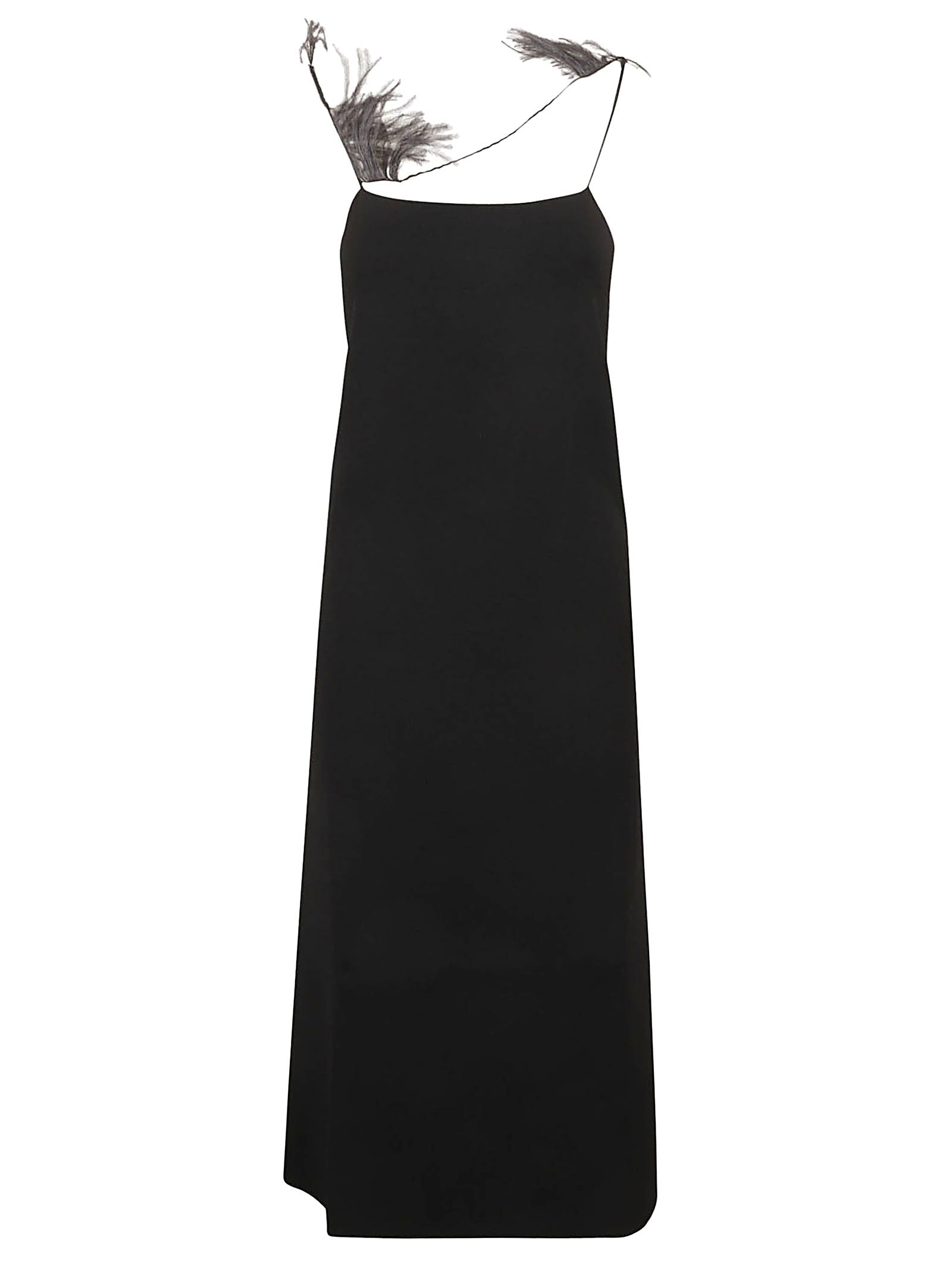 Minimalist Black Floor-Length Dress with Fitted Bodice