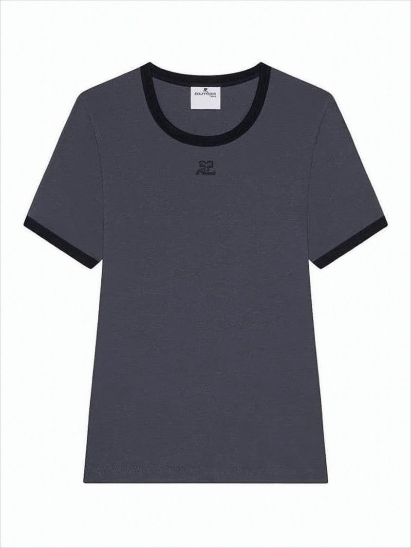 Fitted Short-Sleeve T-Shirt with Contrasting Trim