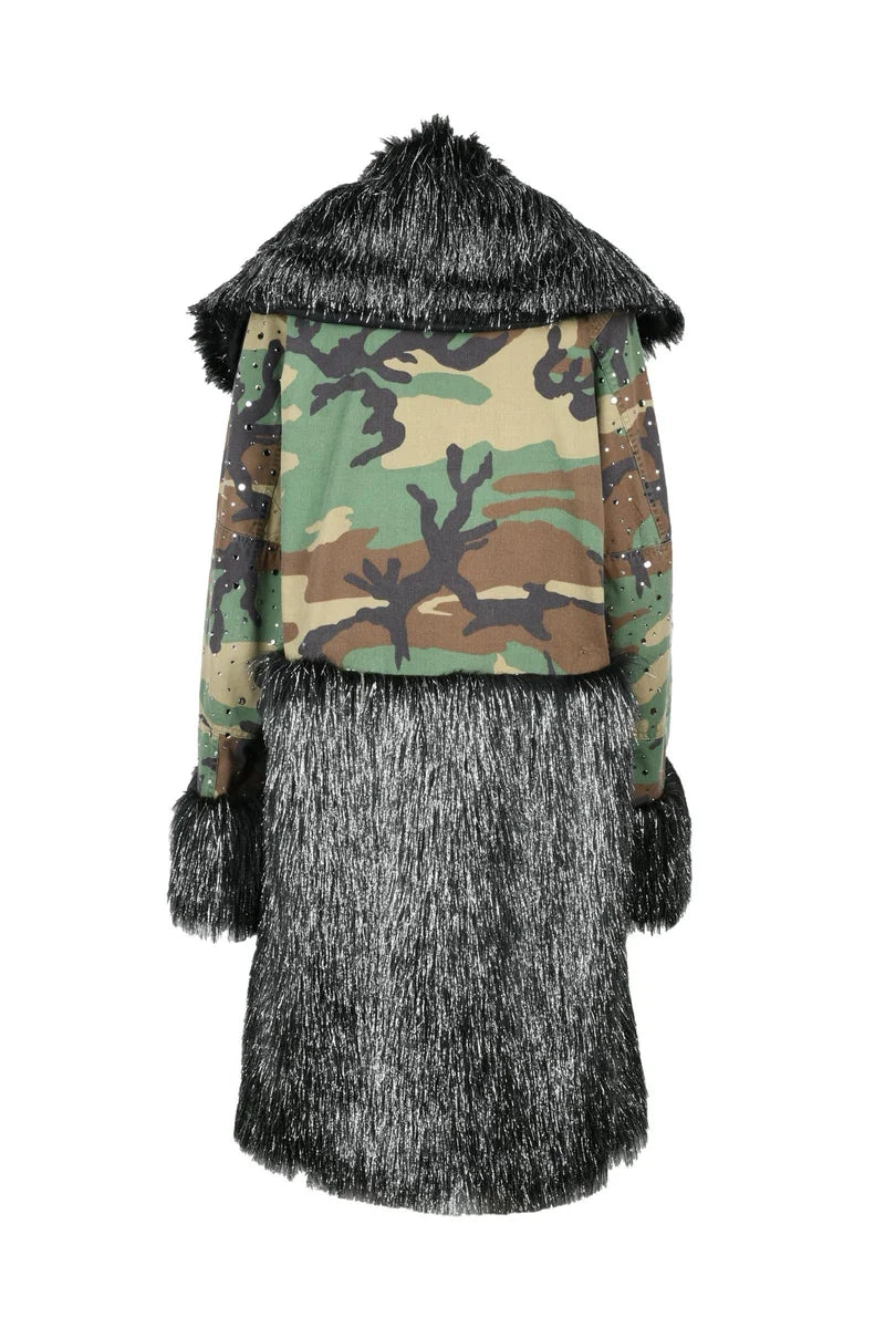 Canvas Duster Coat - Green/Black